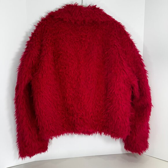 Anthropologie Faux Fur Pink Shag Double-Breasted Jacket - Picture 5 of 8